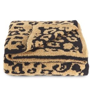 BAREFOOT DREAMS NWT THROW LEOPARD IN THE WILD CAMEL & BLACK THROW